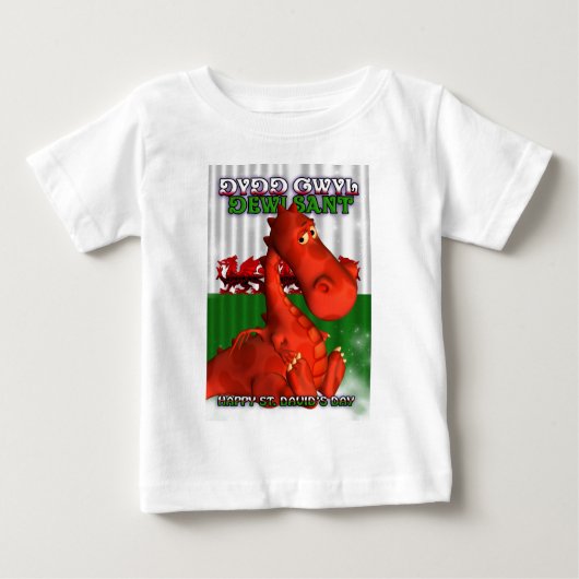 St Davidの日、ウェールズカード、Dydd Gwyl Dewi Sant ベビーTシャツ (正面)