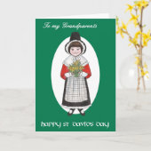 St Davidの日、祖父母のためのウェールズの衣裳、 カード (黄色い花)