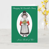 St Davidの日、私達の両方からのウェールズの衣裳、 カード (黄色い花)