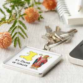 St. David of Wales (P 001)のアウトライン地図 キーホルダー