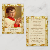 St Dominic Savio Communion Remembrance Prayer Card 名刺 (正面/裏面)