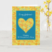 St Dwynwen's Day Daffodilsハート,ガールフレンド用 カード (黄色い花)