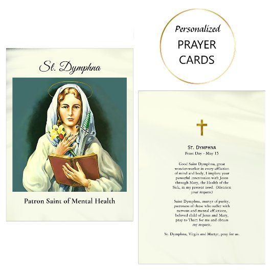 St. Dymphna Catholic Patron Saint Prayer Card      プレイスカード
