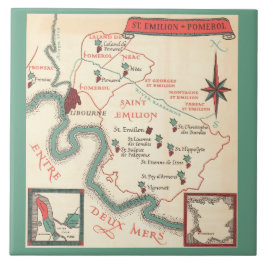 St. Emilion Bordeaux Wine Map Ceramic Tile タイル