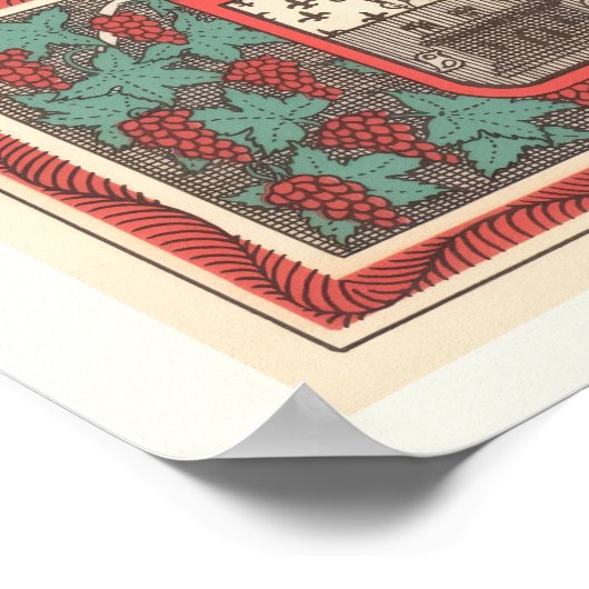 St. Emilion Bordeaux Wine Map Print ポスター (角)