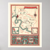 St. Emilion Bordeaux Wine Map Print ポスター (正面)