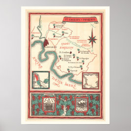 St. Emilion Bordeaux Wine Map Print ポスター