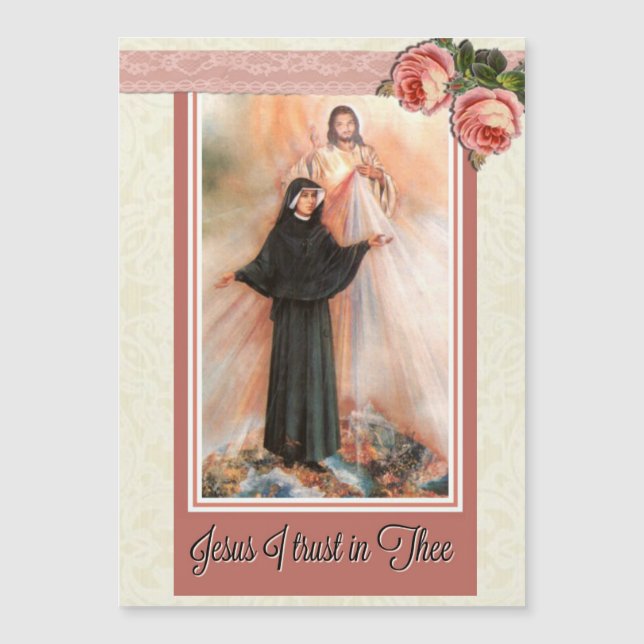 St. Faustina 5" x7"薄いマグネティック・カード (正面)