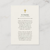 St. Faustina Roman Catholic Prayer Card プレイスカード (裏面)