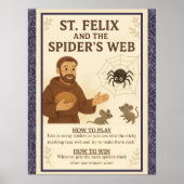 St. Felix Spider’s Web Catholic Saint Game Sign ポスター (正面)