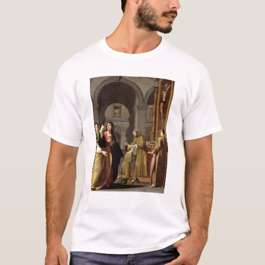 St Francisからベールを受け取るSt.ドクレア Tシャツ (正面)