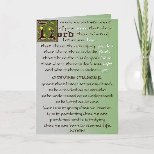 St Francisのカトリック教徒カードの祈りの言葉 カード (正面)