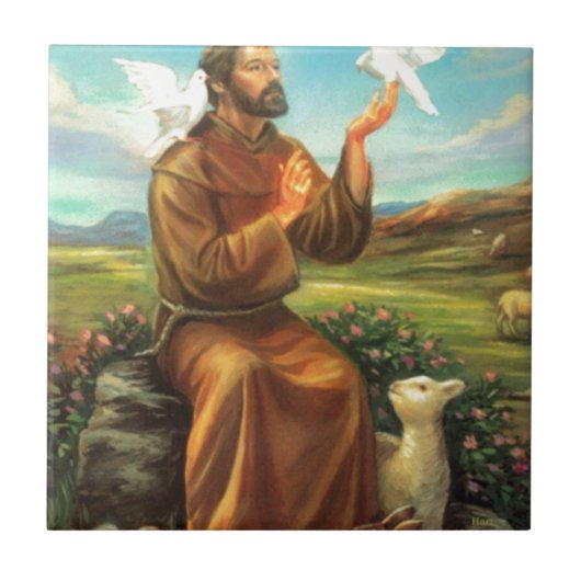 St Francisのフルカラーのティー、タイ、マグ、Samsungは包装します タイル (正面)