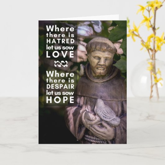 St Francisの祈りの言葉の挨拶状 カード (黄色い花)