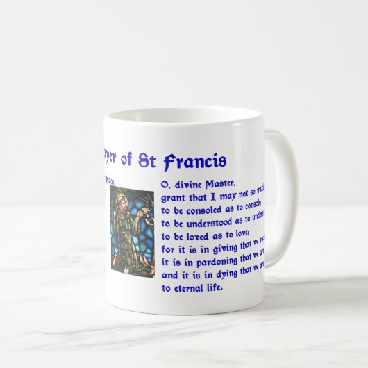 St. Francisの祈りの言葉の覆い コーヒーマグカップ (正面右)