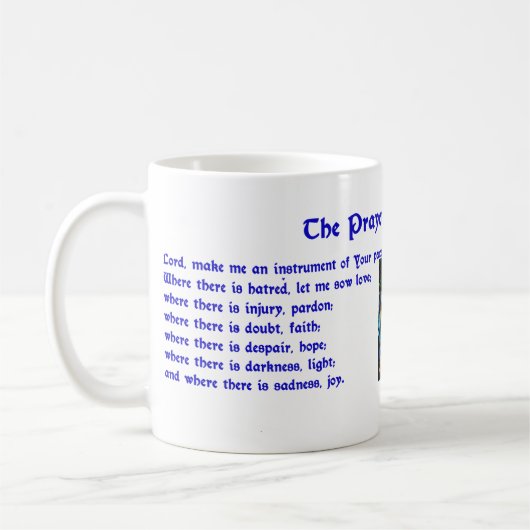 St. Francisの祈りの言葉の覆い コーヒーマグカップ (左)