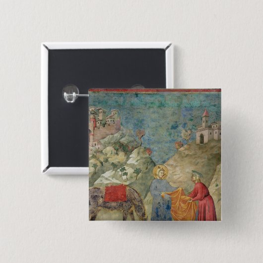 St Francisは他人に彼のコートを与えます 缶バッジ (正面&裏面)