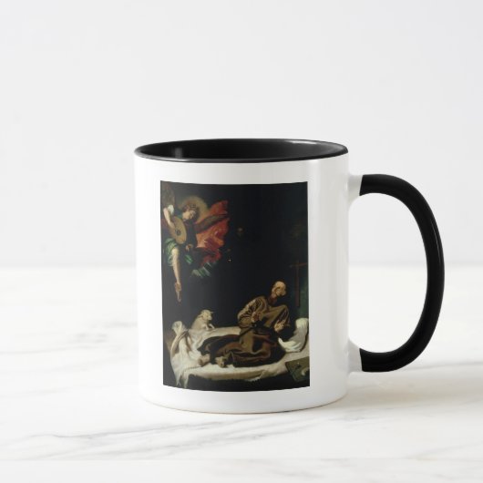 St Francisは天使のミュージシャンによって慰めました マグカップ (右)