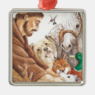 St Francis及び動物の帽子、ピン、keychain、ペットラベル メタルオーナメント