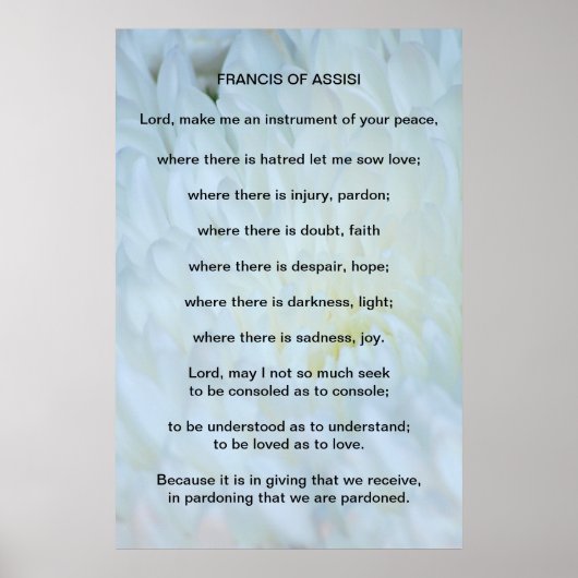 St Francis of Assisi prayer ポスター (正面)