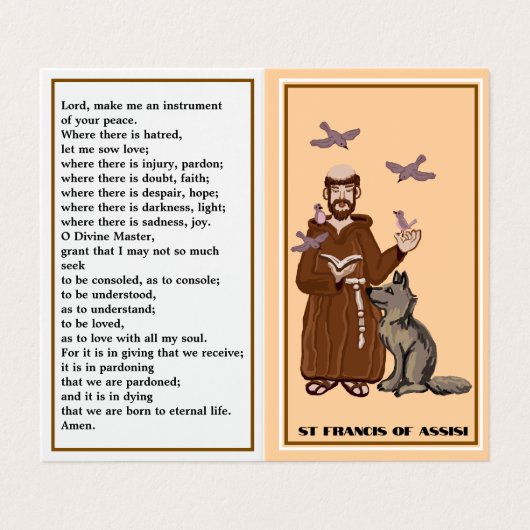 St Francis of Assisi prayer card 名刺 (外部フラット)