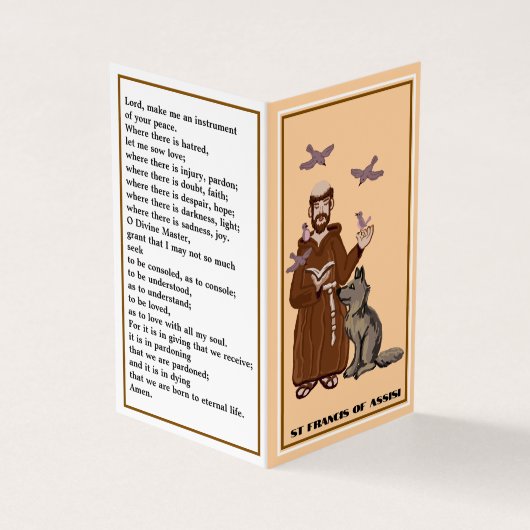 St Francis of Assisi prayer card 名刺 (外部)