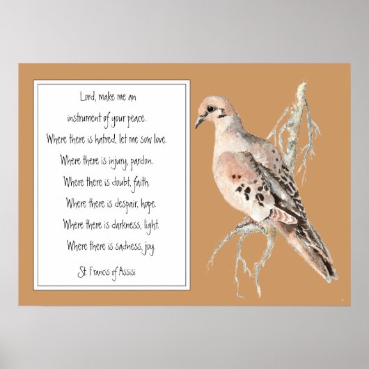 St. Francis of Assisi, Prayer with Watercolor Dove ポスター (正面)