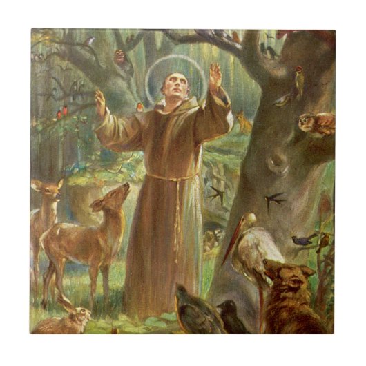 St Francis of Assisi preaching to animals タイル (正面)