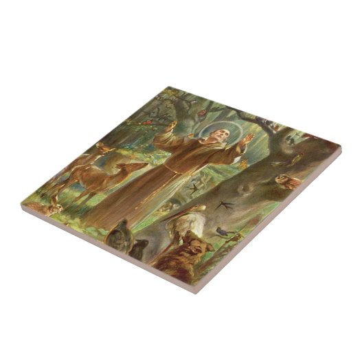 St Francis of Assisi preaching to animals タイル (側面)