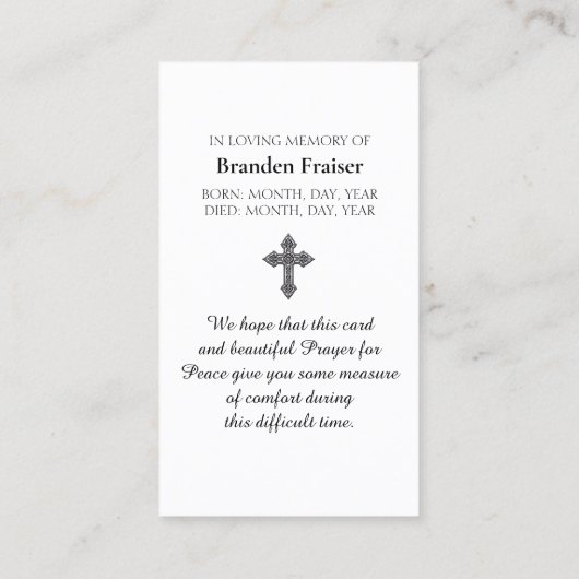 St. Francis of Assisi Purple Green Orange Prayer 名刺 (裏面)