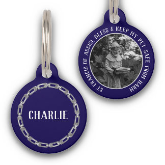 St Francis Safe Pet Protector Name Photo Chain ペット　ネームタグ