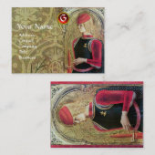 ST.GEORGE AND DRAGON RED Ruby Monogram,金ゴールドダマスク 名刺 (正面/裏面)