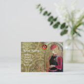 ST.GEORGE AND DRAGON RED Ruby Monogram,金ゴールドダマスク 名刺 (スタンド正面)