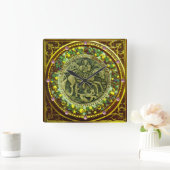 ST.GEORGE, DRAGON BRONZE MEDALLIONフローラCROWN スクエア壁時計 (ホーム)