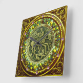 ST.GEORGE, DRAGON BRONZE MEDALLIONフローラCROWN スクエア壁時計 (傾斜)