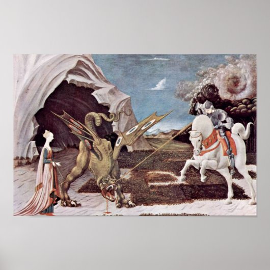 St. George Fighting The Dragon By Uccello Paolo ポスター (正面)