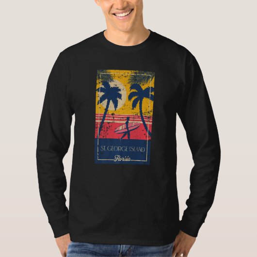 St George Island Florida Retro Surfer Distressed Tシャツ (正面)