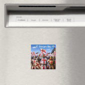 St Georges Day Square Fridge Magnet マグネット (インサイチュ (食洗機))
