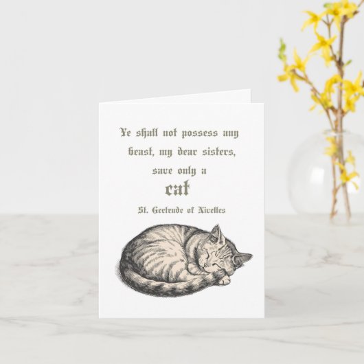 St. Gertrude Of Nivelles Cat Quote Card  カード (黄色い花)