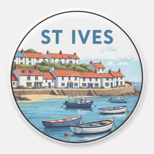 St. Ives Cornwall England Travel ラウンドシール (正面)