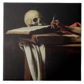 St Jeromeの執筆、c.1604 (64911の詳細) タイル (正面)