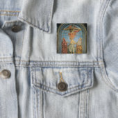 St Jerome (フレスコ画)が付いている聖三位一体 缶バッジ (インサイチュ)