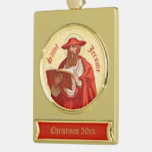 St. Jerome as Bookとの（鳥）ショウジョウコウカンチョウ(P 004) ゴールドプレートバナーオーナメント (左)