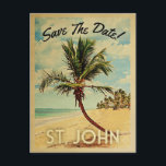 St. John日付の保存ヴィンテージUSVIビーチ 案内ポストカード<br><div class="desc">このネオヴィンテージセントジョンセーブ・ザ・デイト葉書は、レトロな中世紀のスタイルとクール一緒に魅力のトンを誇る。青い海と青い空に膨らんだ雲を持つ白い砂色のビーチに熱帯のヤシの木をフィーチャーし、あなたの目的地の結婚式は、彼らがこのヴィンテージを受け取ったときに皆を興奮させるだろう聖ヨハネUSVI保存The Dateはがき。</div>