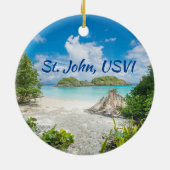 St. John U Sヴァージン諸島ビーチ写真 セラミックオーナメント (裏面)