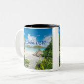 St. John U Sヴァージン諸島ビーチ写真 ツートーンマグカップ (正面左)