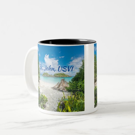 St. John U Sヴァージン諸島ビーチ写真 ツートーンマグカップ (正面左)