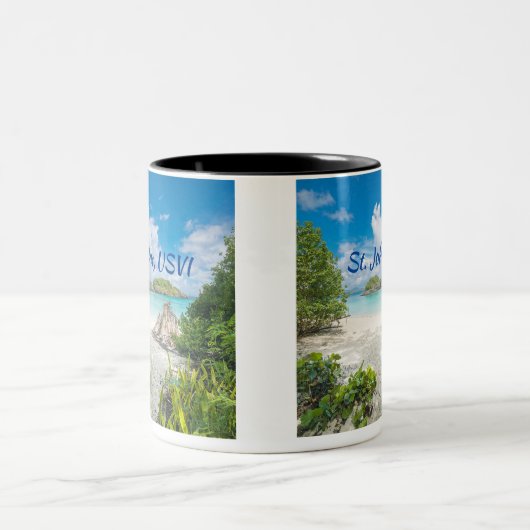 St. John U Sヴァージン諸島ビーチ写真 ツートーンマグカップ (中央)
