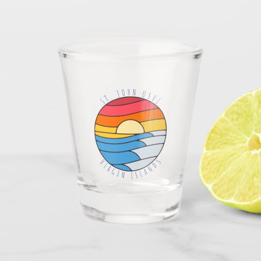 St. John USVI Vintage Beach Sunset ショットグラス (正面)