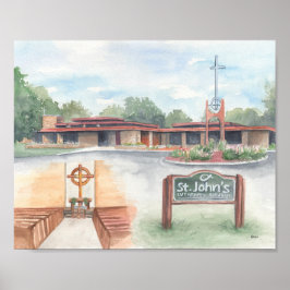 St. John's Church Evansville, WI - 8x10プリント ポスター